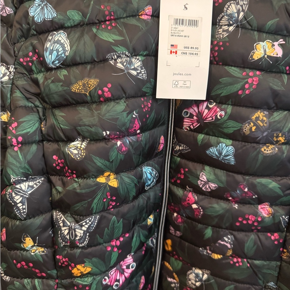 Joules Floral Puffer Jacket - Black with Multicolor Accents - Picture 3 of 8
